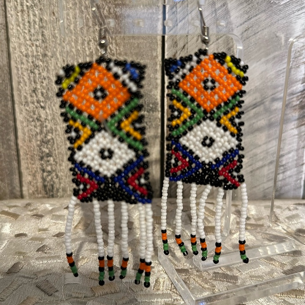 - COPY - Handmade In Kenya African Glass Bead Earrings